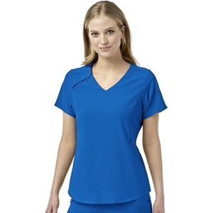 WonderWink Mens Renew Women’s Zip Accent Scrub Top(Royal)