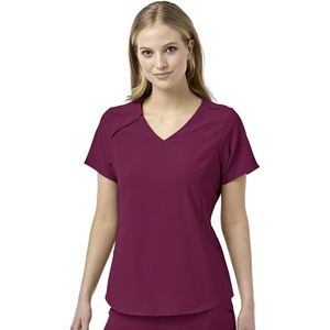 WonderWink Mens Renew Women’s Zip Accent Scrub Top(Wine)
