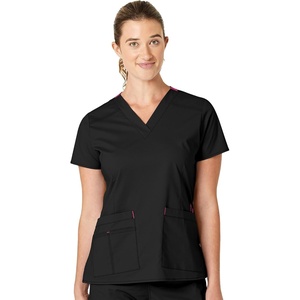 WonderWink Women’s Wonderflex Verity Scrub Top, Black, X-Small