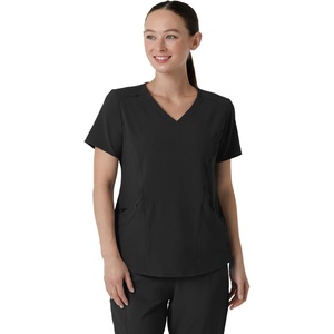 WonderWink womens Renew Women’s V-neck Top Medical Scrubs, Black, Small US