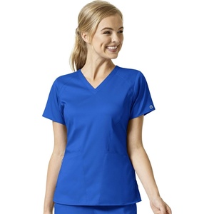 WonderWink womens Women’s Four Pocket V-neck Top Medical Scrubs Shirt, Royal, Small US