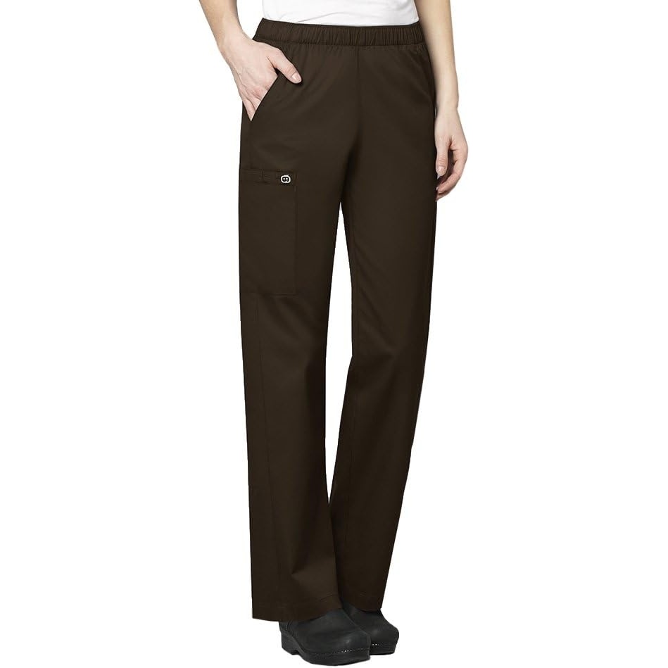 image:imageWink Scrubs for Women Boundless Classic Wide Leg Cargo Pants with Full Drawstring and 8 PocketsChocolate