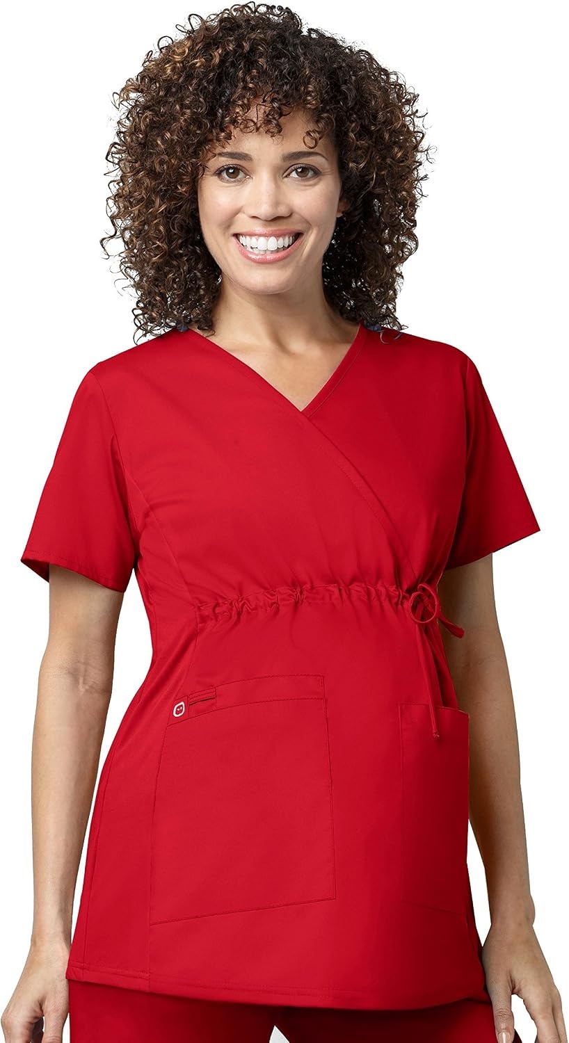 image:imageWink W123 Maternity VNeck Scrub TopRed