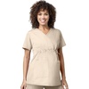 WINK WonderWORK Maternity Mock Wrap Scrub Top, Khaki, 3XL