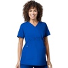Wink WonderWORK Maternity Mock Wrap Scrub Top, Royal, XS | Womens Scrub Top Royal V-Neck 4 Pockets Size XS 65% Polyester/35% Cotton