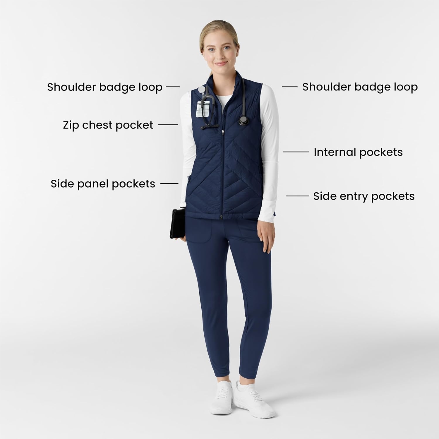 image:imageWINK Layers Womens Quilted Scrub VestNavy