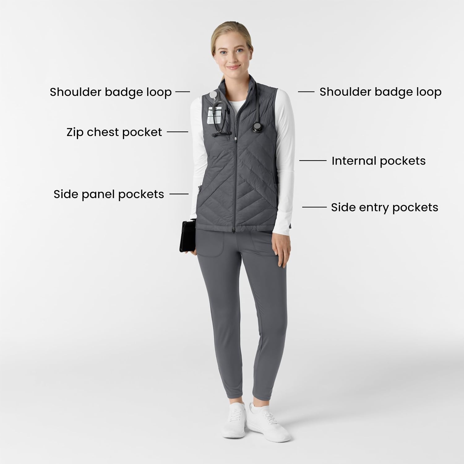 image:imageWINK Layers Womens Quilted Scrub VestPewter