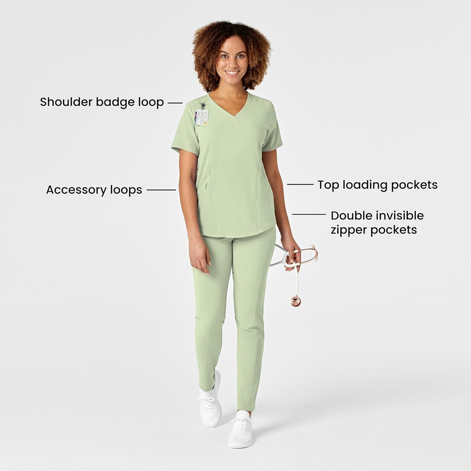 image:imageWINK Renew Womens VNeck Scrub TopFresh Mint