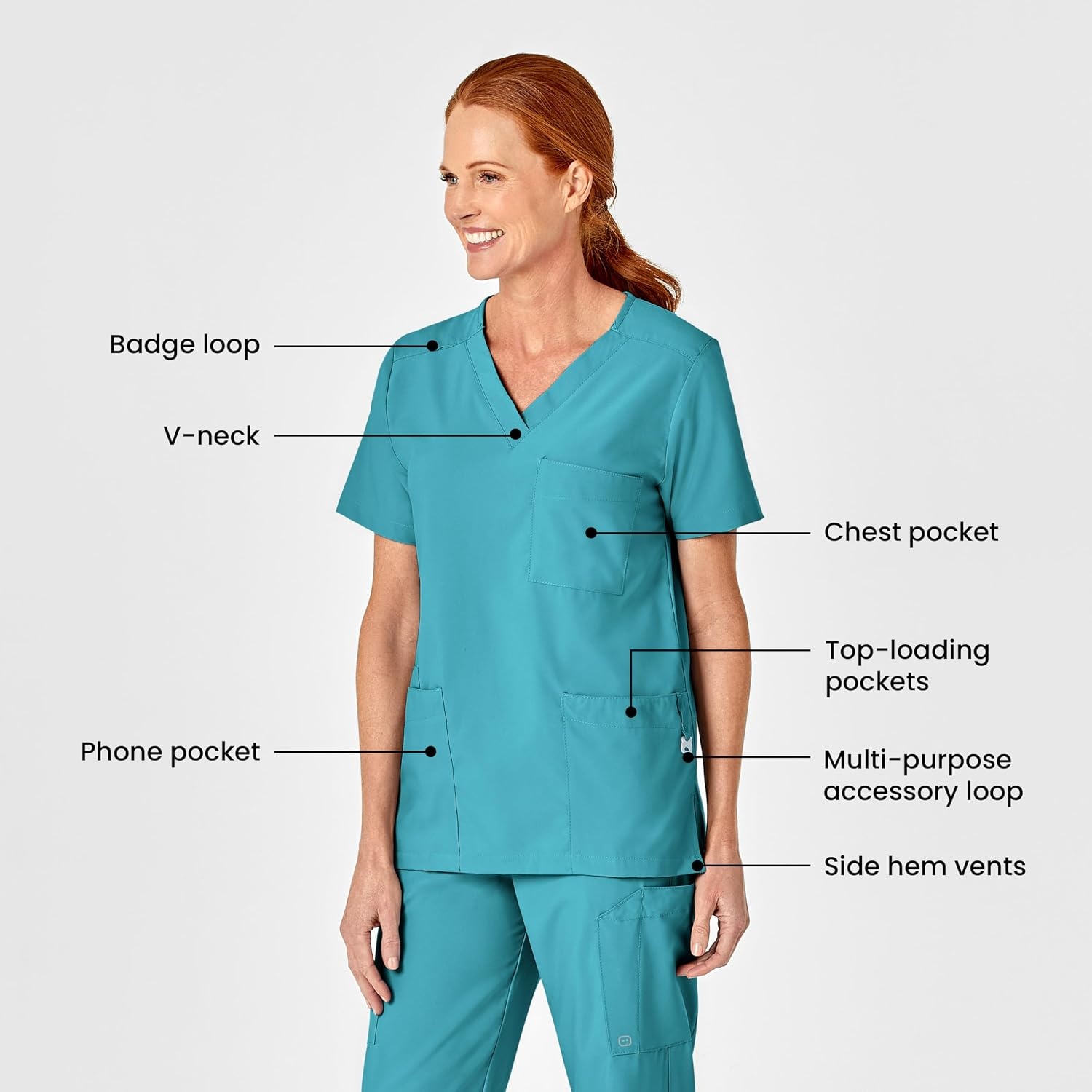 image:imageWink W123 Unisex 4 Pocket Utility Scrub TopTeal Blue