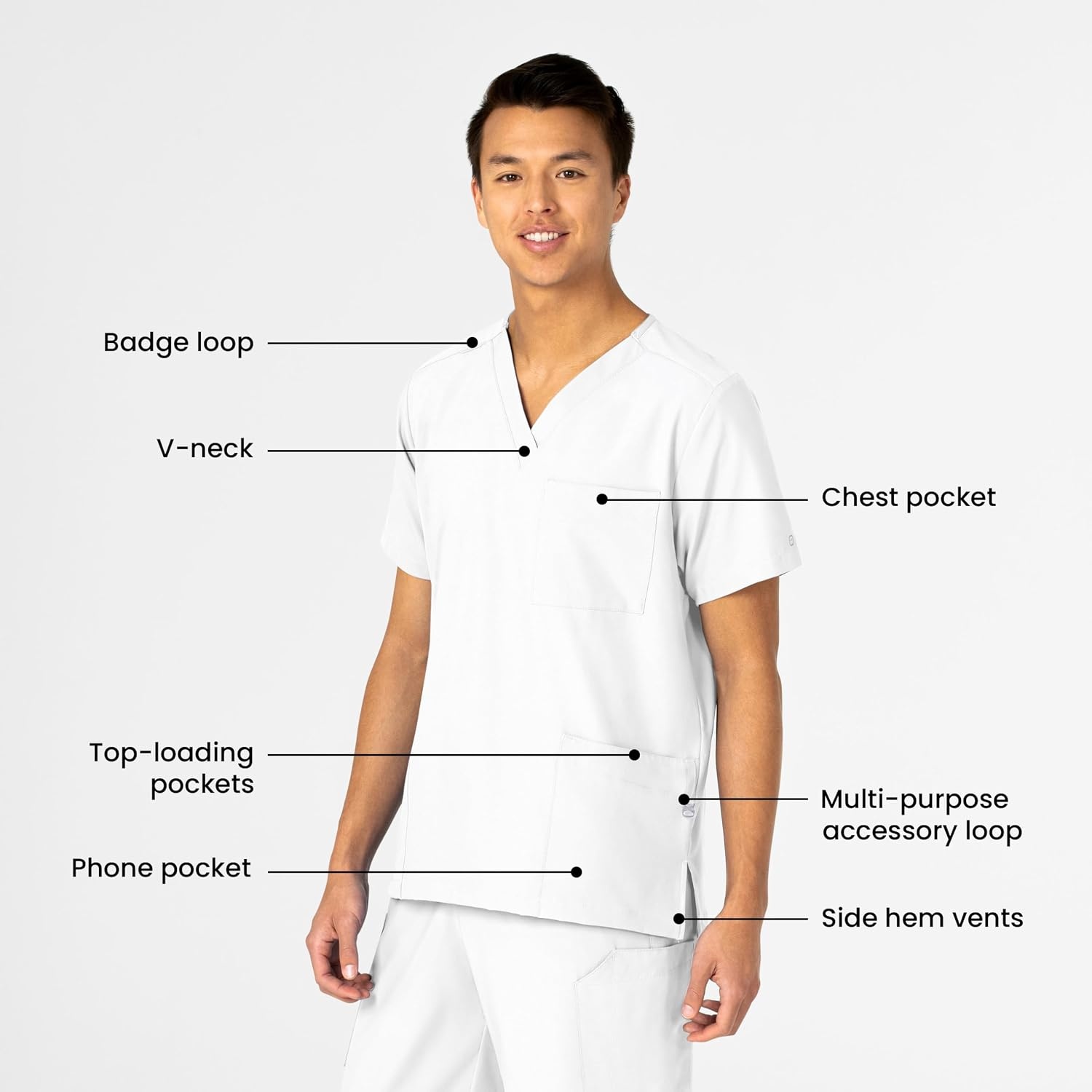 image:imageWink W123 Unisex 4 Pocket Utility Scrub TopWhite