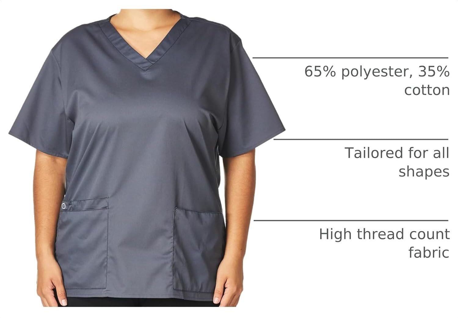 image:imageWink WonderWORK Unisex VNeck Scrub TopPewter