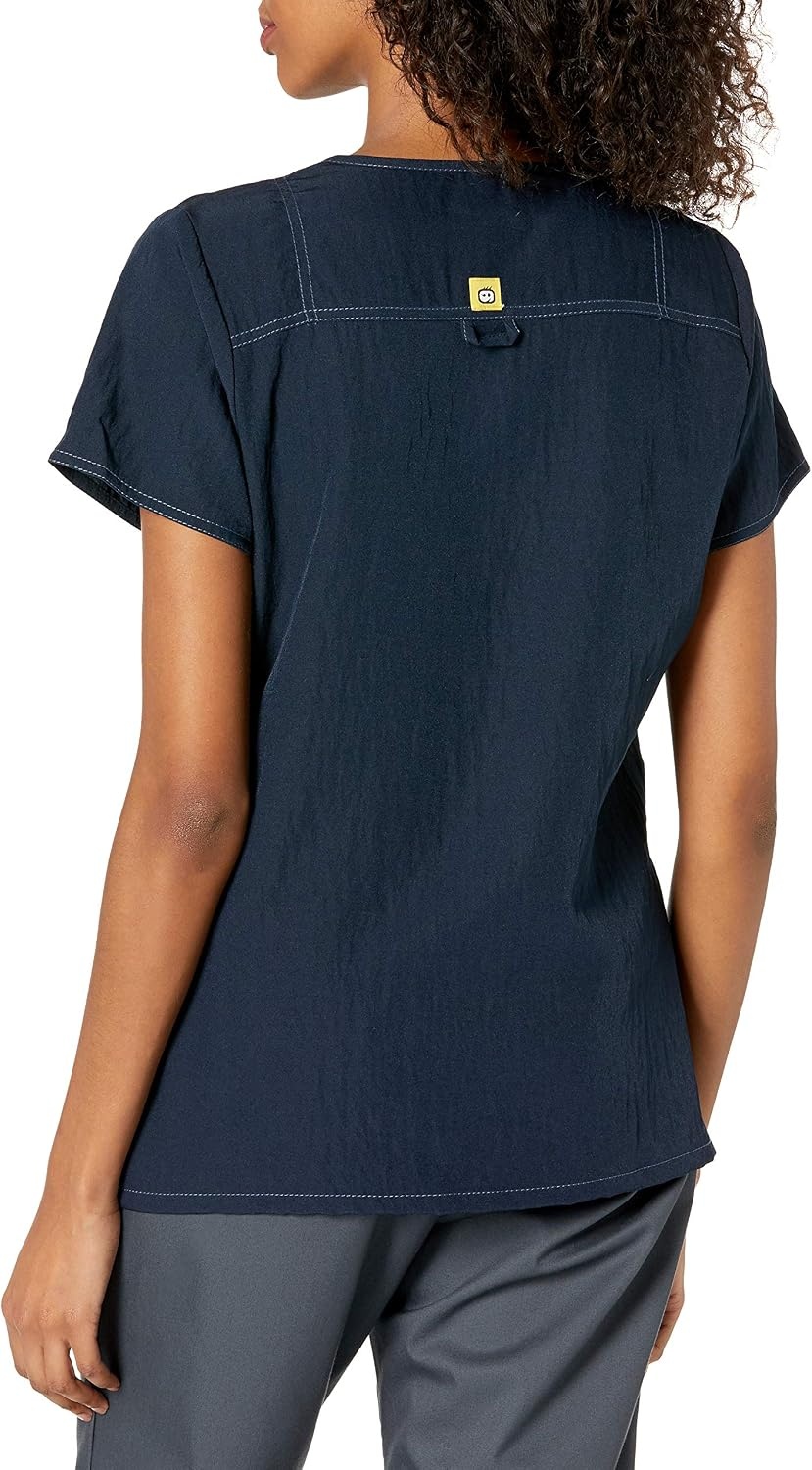 image:imageWonderWink Womens Scrubs Four Way Stretch Sporty VNeck Top Navy Small
