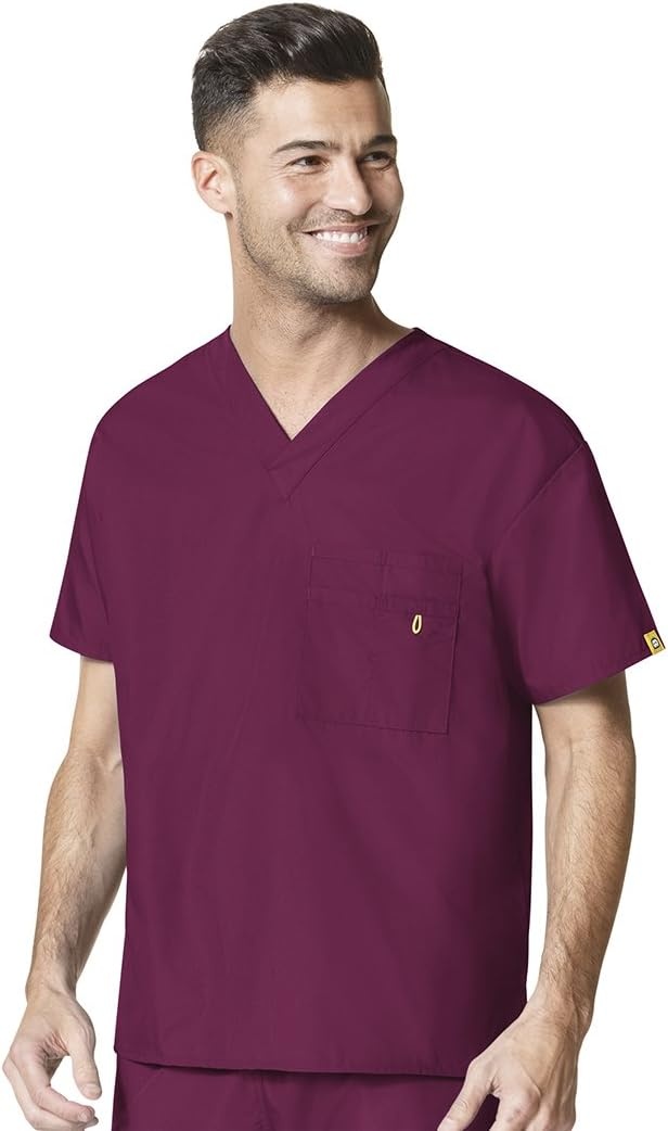 image:imageWonderWink unisexadult Big The Alpha Unisex VNeck Scrub Top Wine 3XLarge