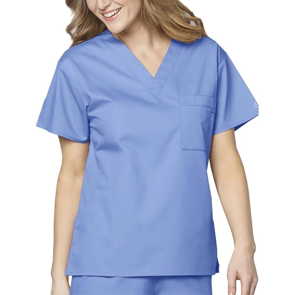 image:imageWink WonderWORK Unisex VNeck Scrub TopCeil Blue