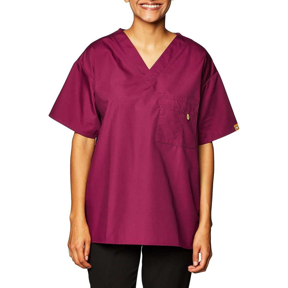 image:imageWonderWink The Alpha Unisex VNeck Scrub Top Wine Medium