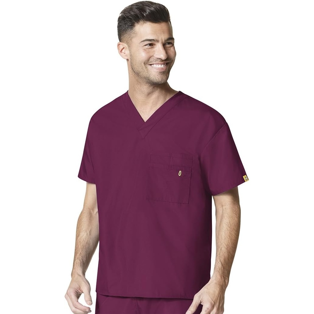 image:imageWonderWink unisexadult Big The Alpha Unisex VNeck Scrub Top Wine 3XLarge