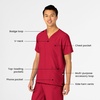 Wink W123 Unisex 4 Pocket Utility Scrub Top(Red)