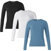 Wink Layers Women’s 3-Pack Essential Layer Long Sleeve(Black/White/Pacific Blue)