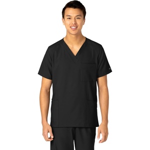 Wink W123 Unisex 4 Pocket Utility Scrub Top(Black)