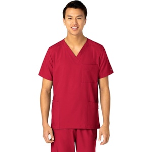 Wink W123 Unisex 4 Pocket Utility Scrub Top(Red)