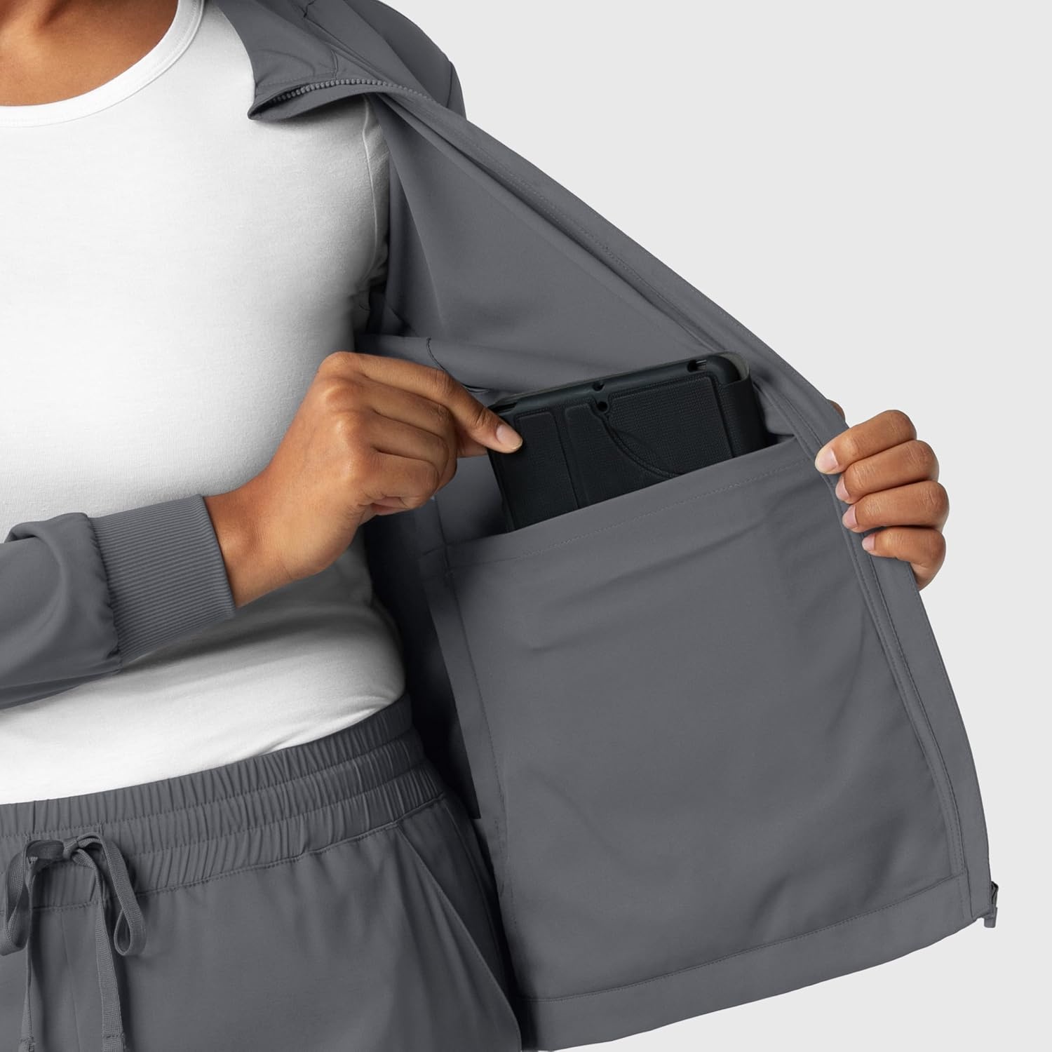 image:imageWINK Boundless Womens Warm Up Scrub JacketPewter