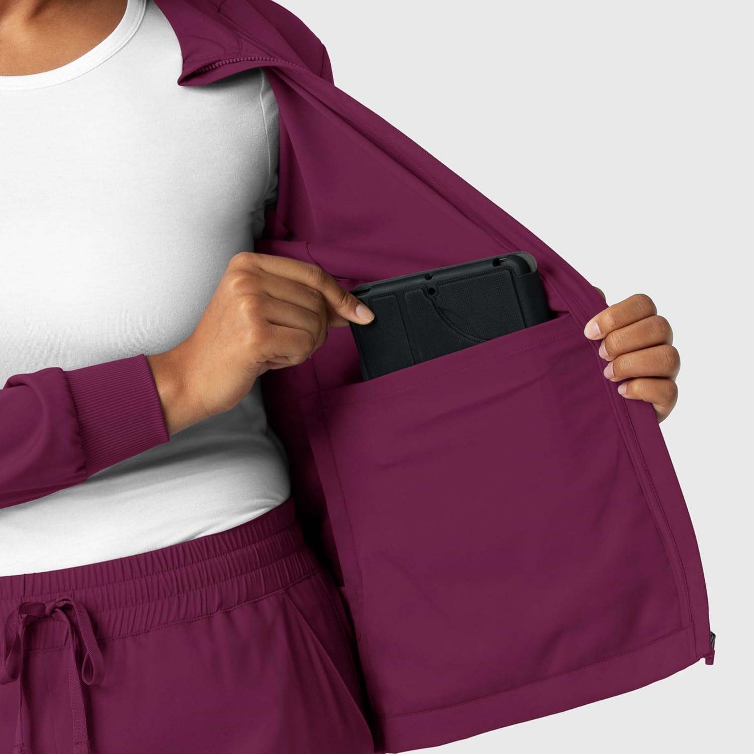 image:imageWINK Boundless Womens Warm Up Scrub JacketWine