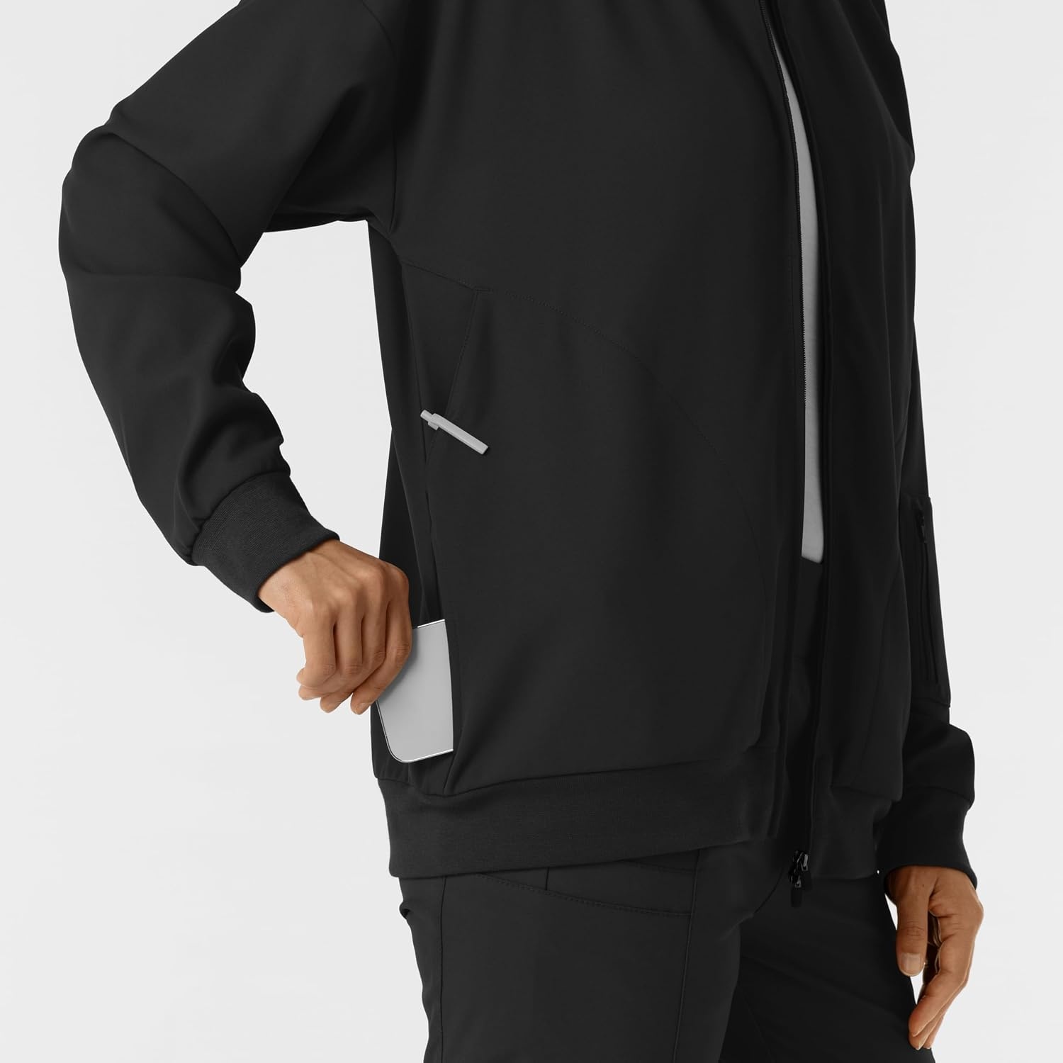 image:imageWINK Layers Womens Bomber Scrub JacketBlack