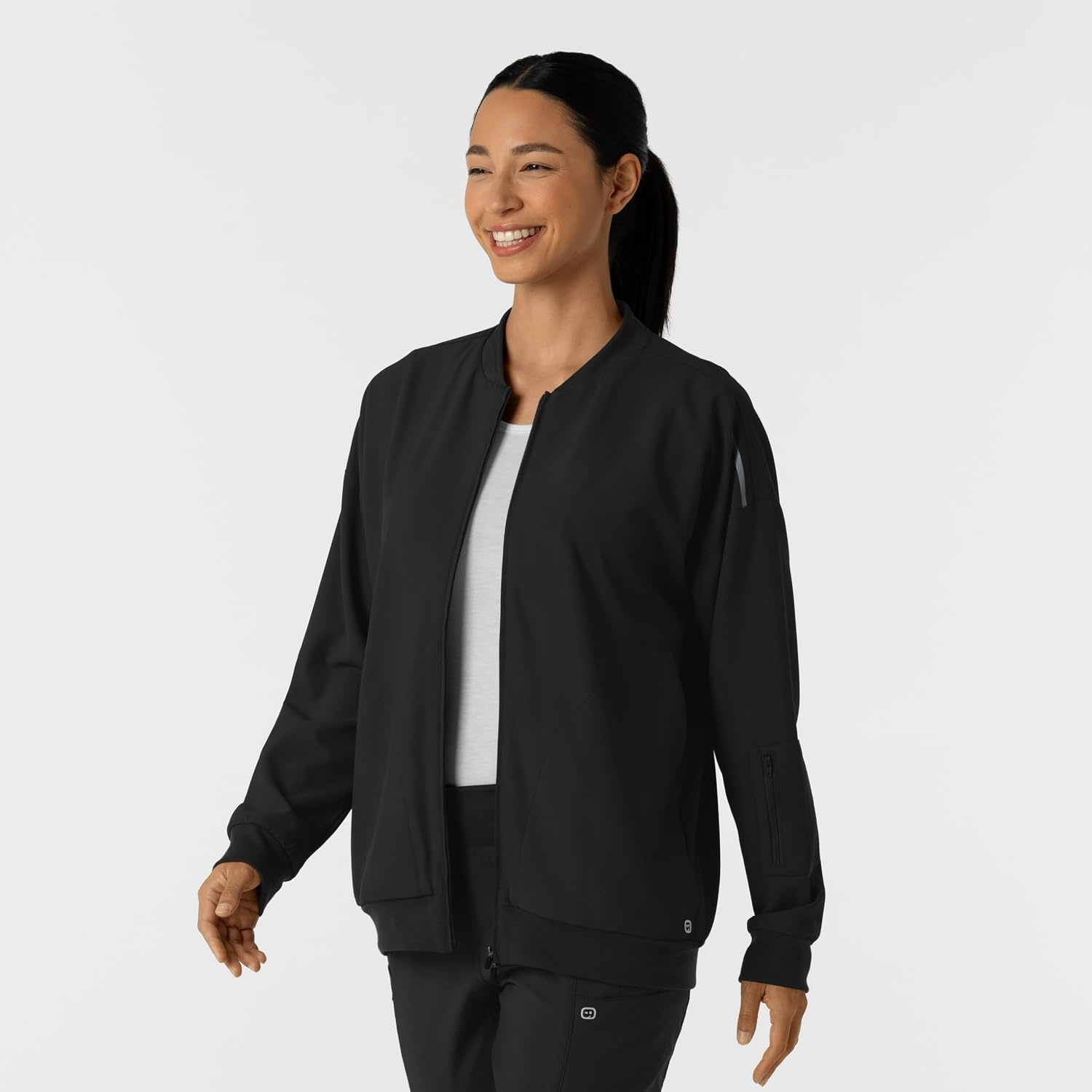 image:imageWINK Layers Womens Bomber Scrub JacketBlack