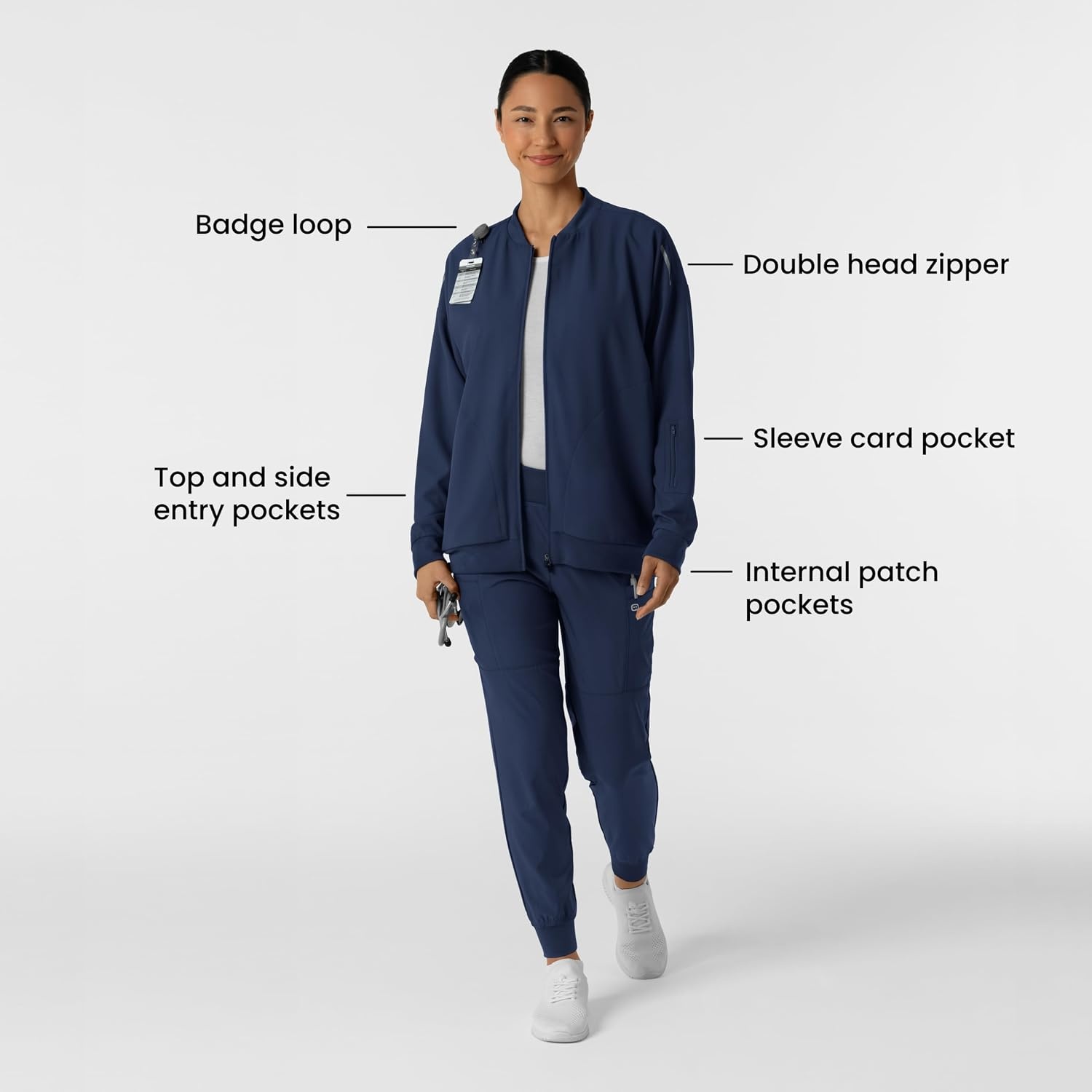 image:imageWINK Layers Womens Bomber Scrub JacketNavy