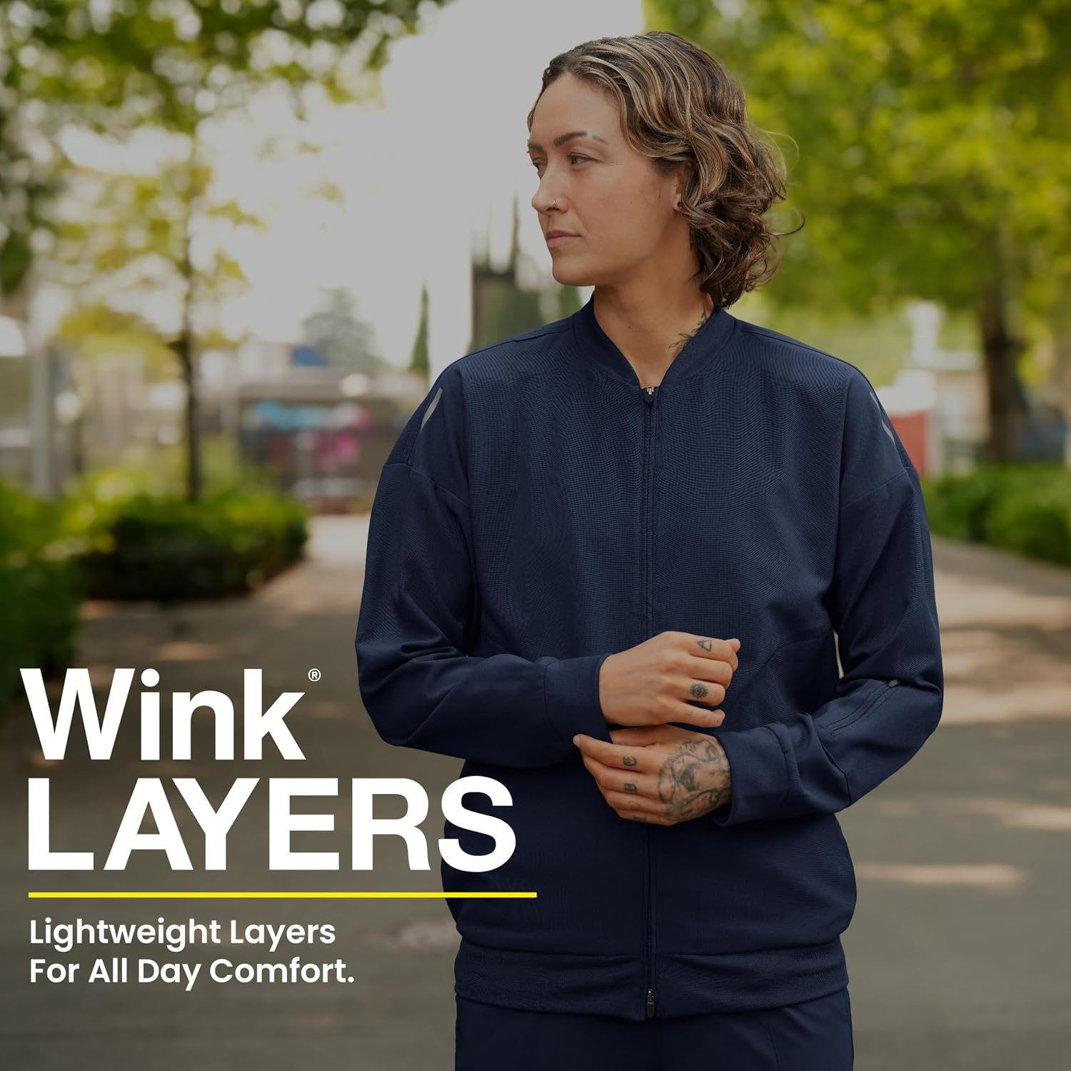 image:imageWINK Layers Womens Bomber Scrub JacketNavy