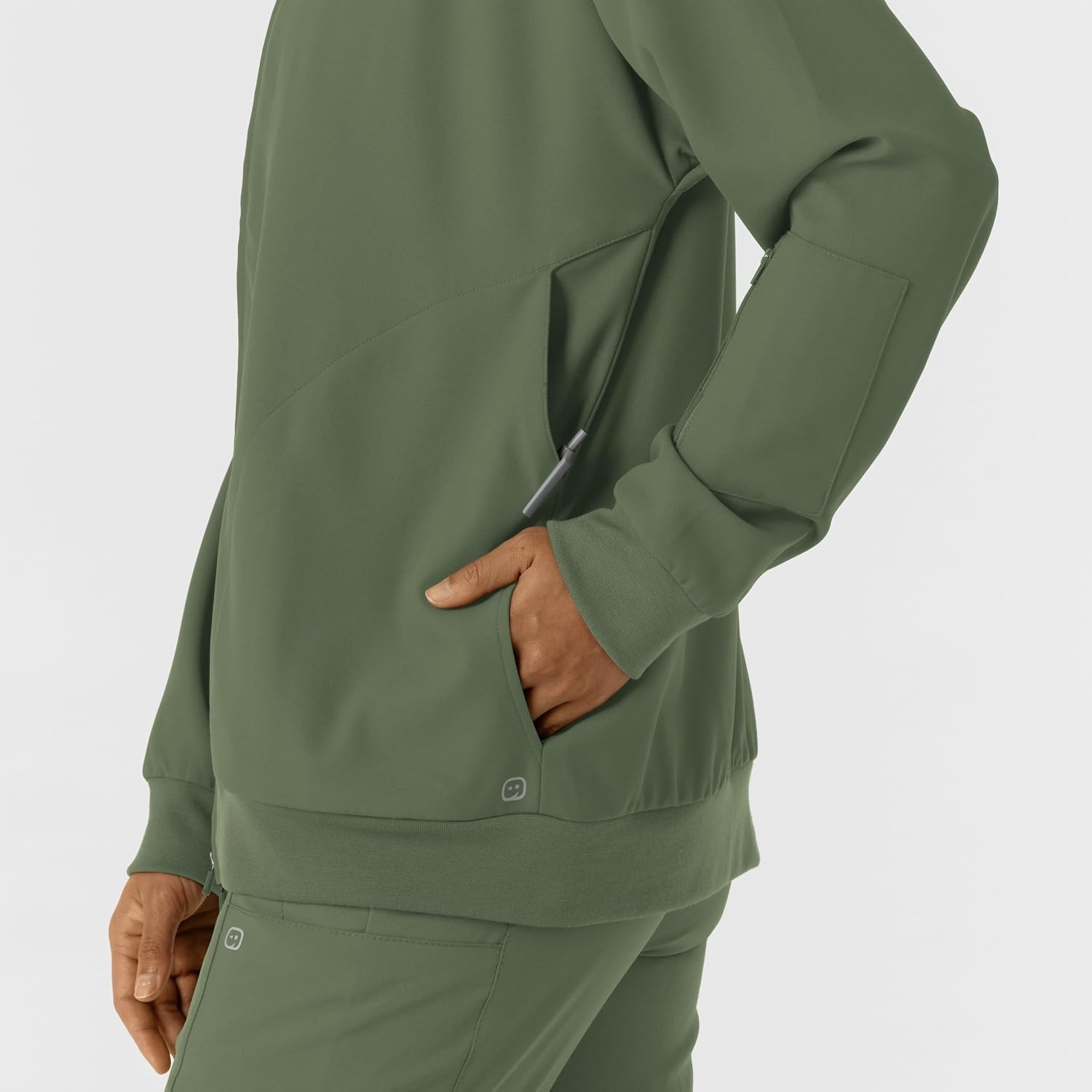 image:imageWINK Layers Womens Bomber Scrub JacketOlive