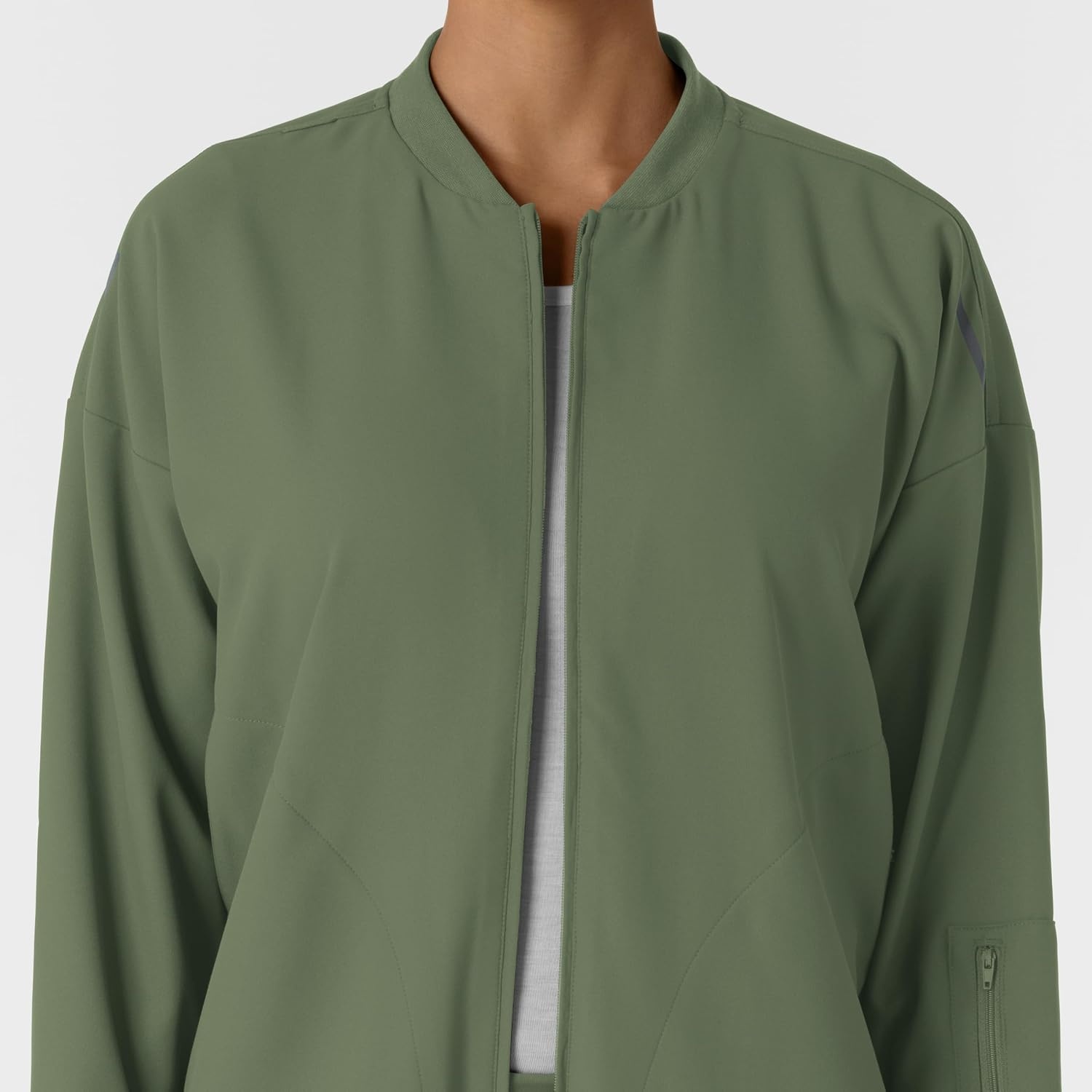 image:imageWINK Layers Womens Bomber Scrub JacketOlive