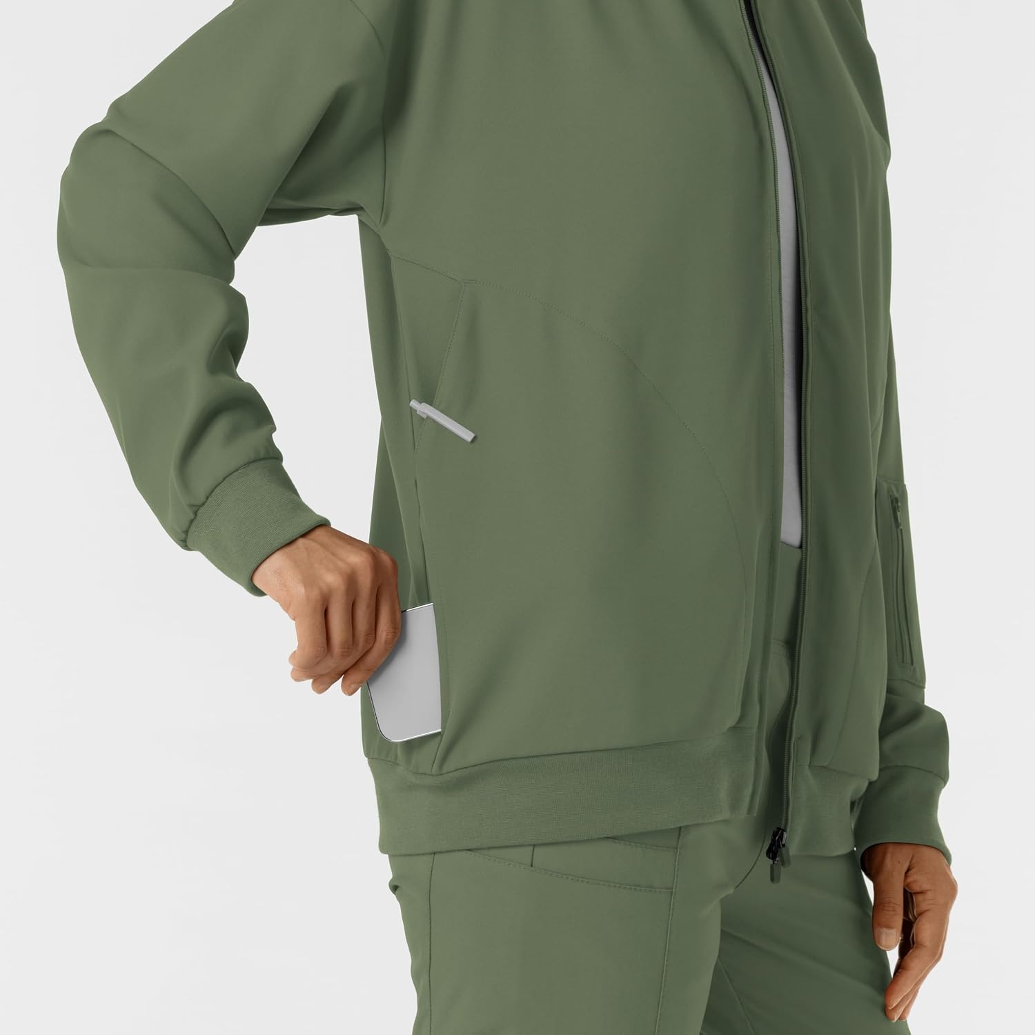 image:imageWINK Layers Womens Bomber Scrub JacketOlive