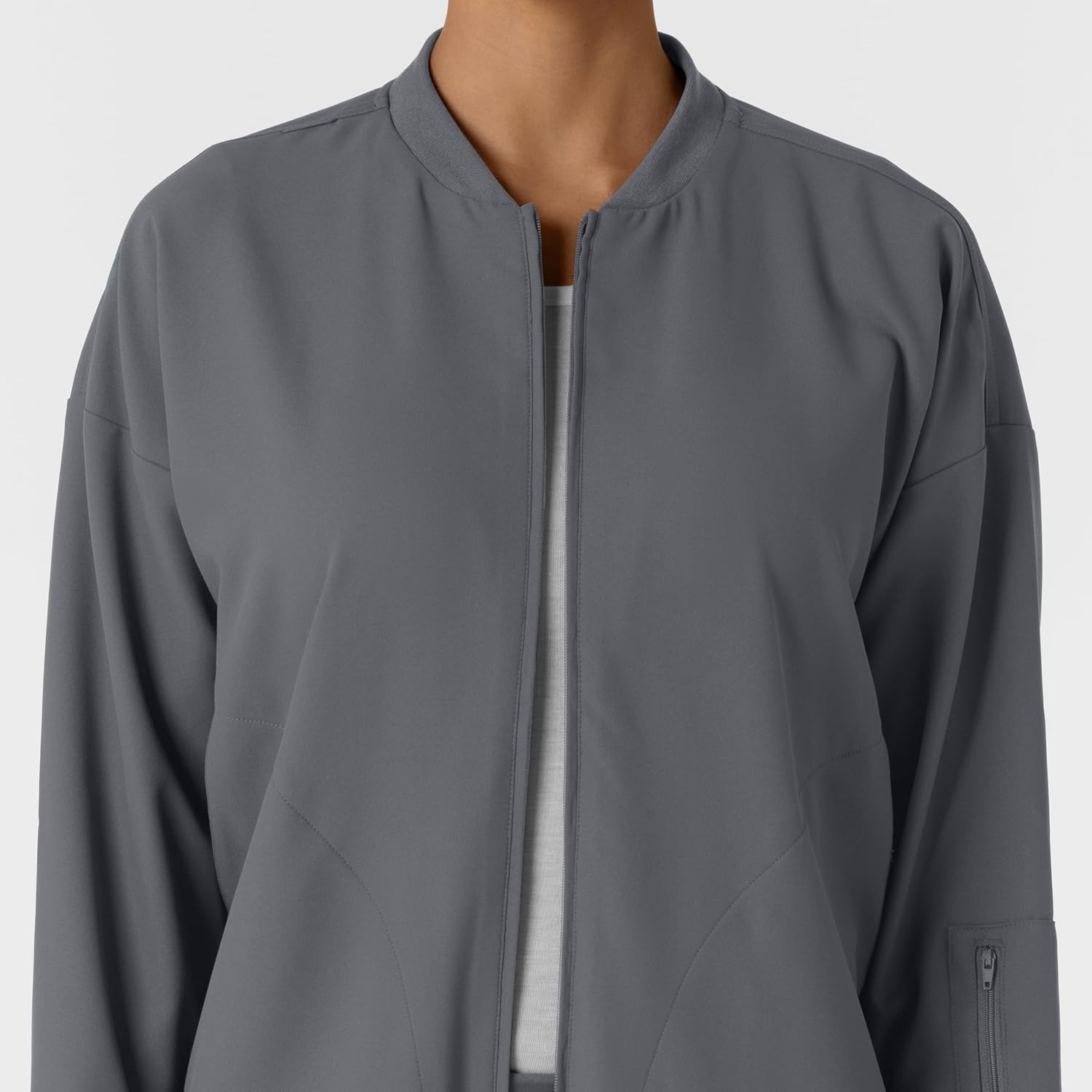 image:imageWINK Layers Womens Bomber Scrub JacketPewter
