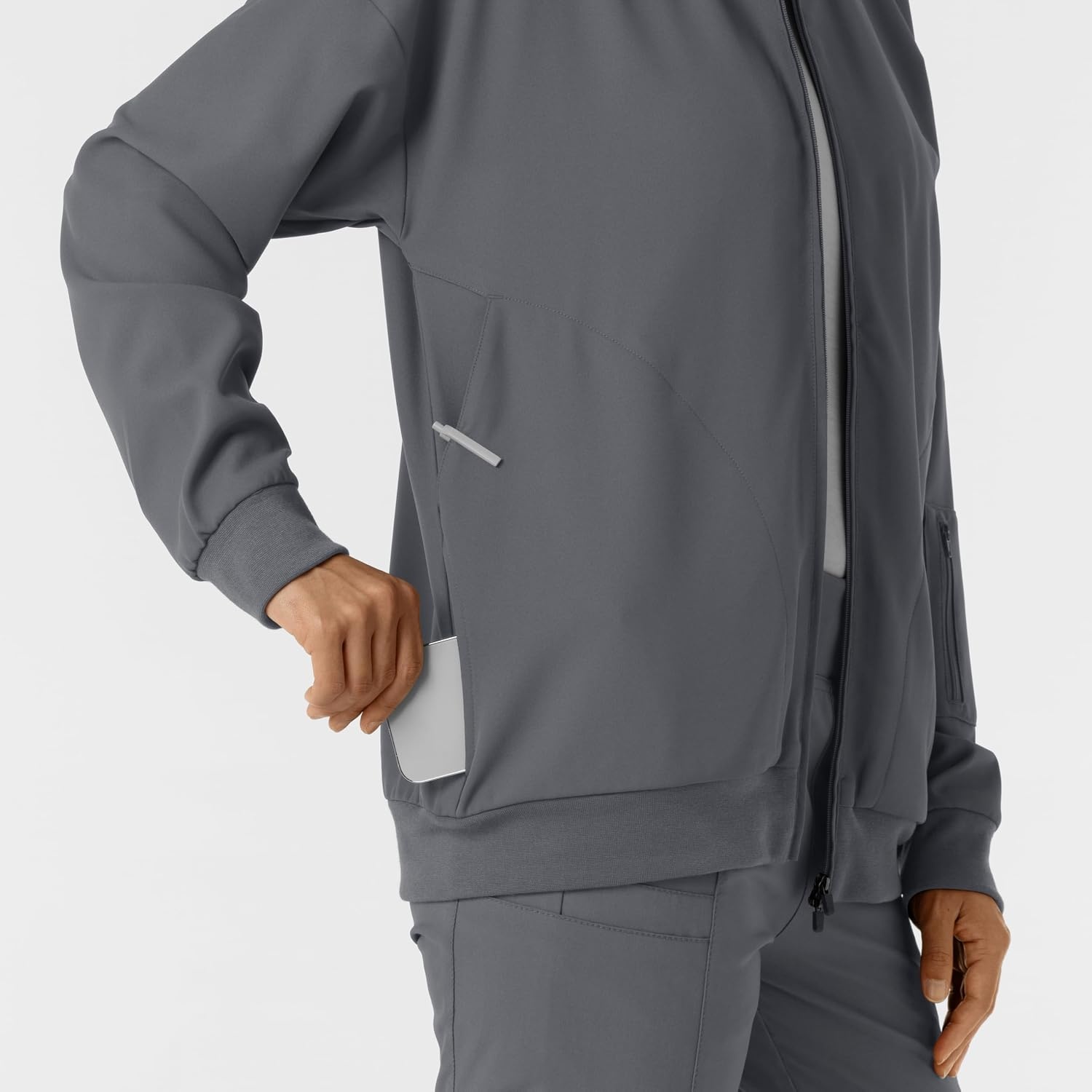 image:imageWINK Layers Womens Bomber Scrub JacketPewter