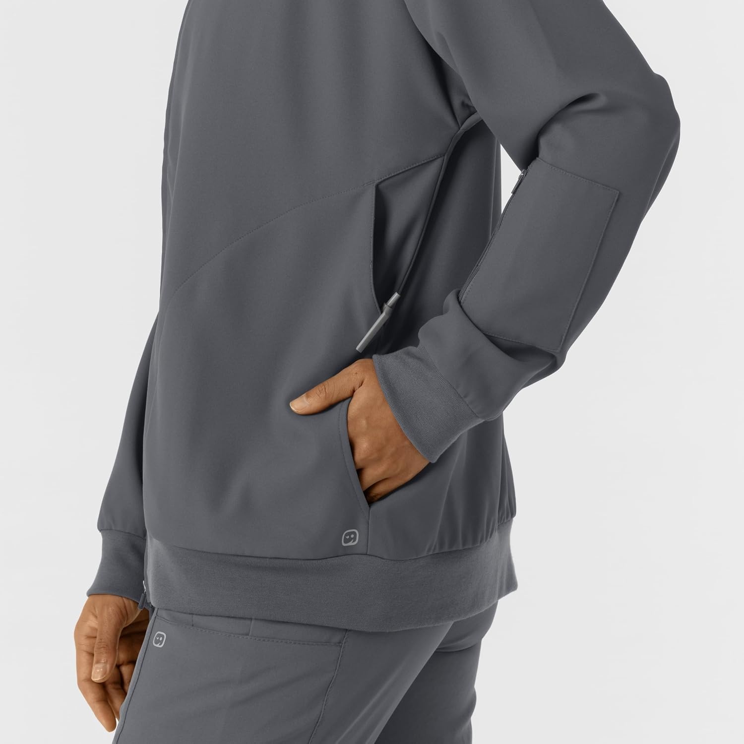 image:imageWINK Layers Womens Bomber Scrub JacketPewter