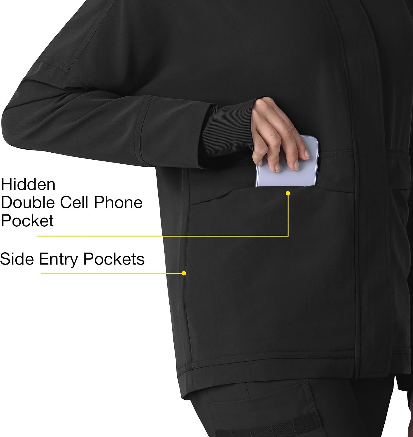 image:imageWINK Layers Womens Germs Happen Packable Scrub JacketBlack