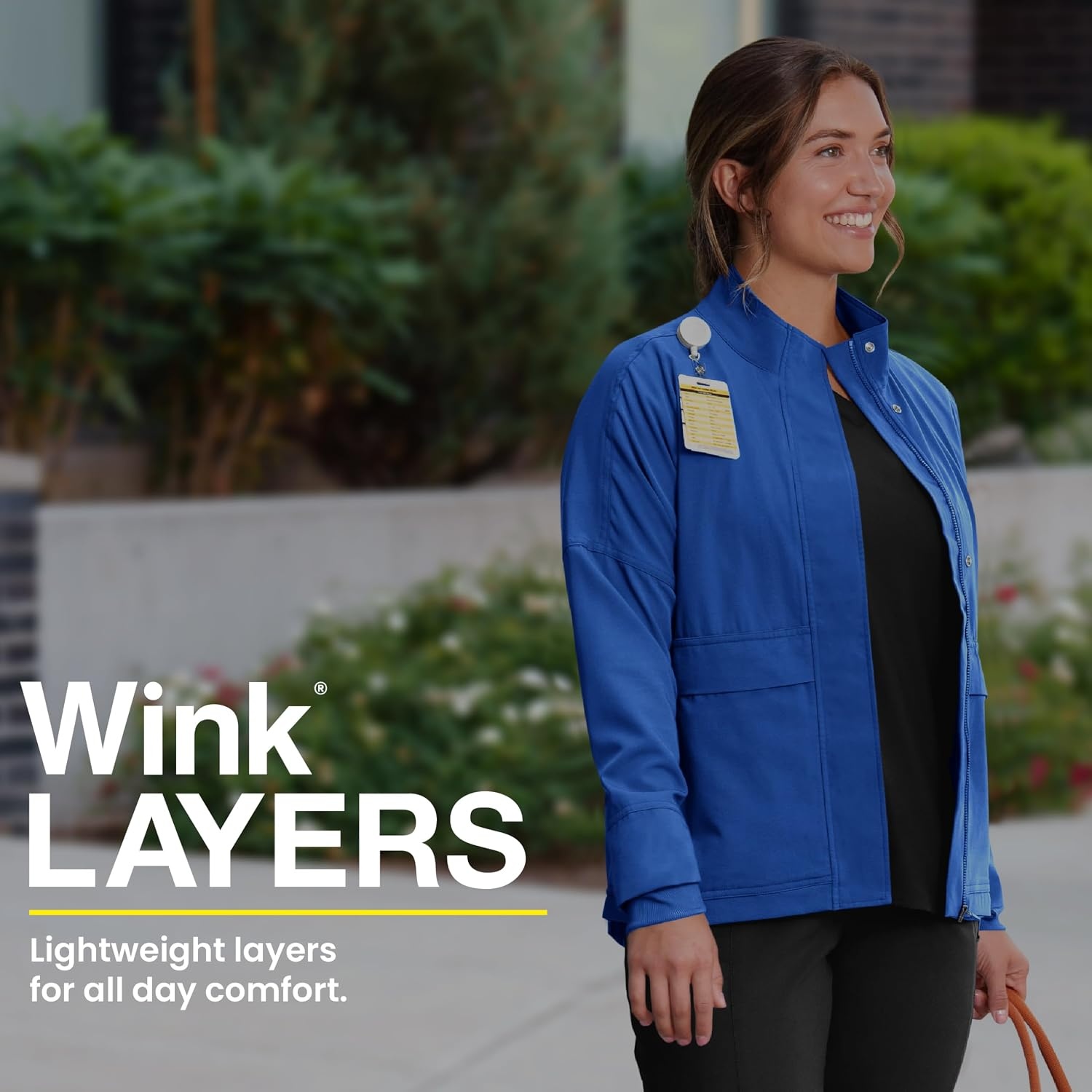 image:imageWINK Layers Womens Germs Happen Packable Scrub JacketBlack