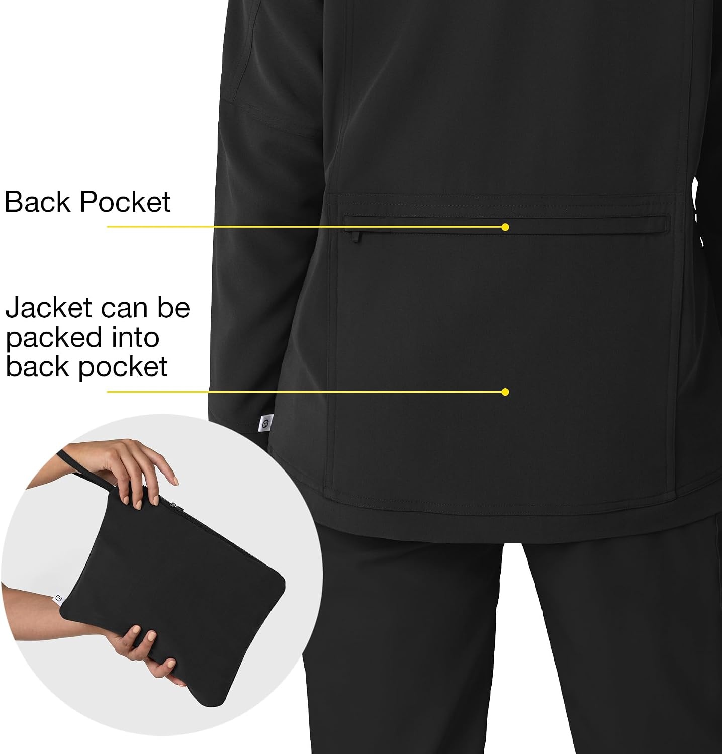 image:imageWINK Layers Womens Germs Happen Packable Scrub JacketBlack