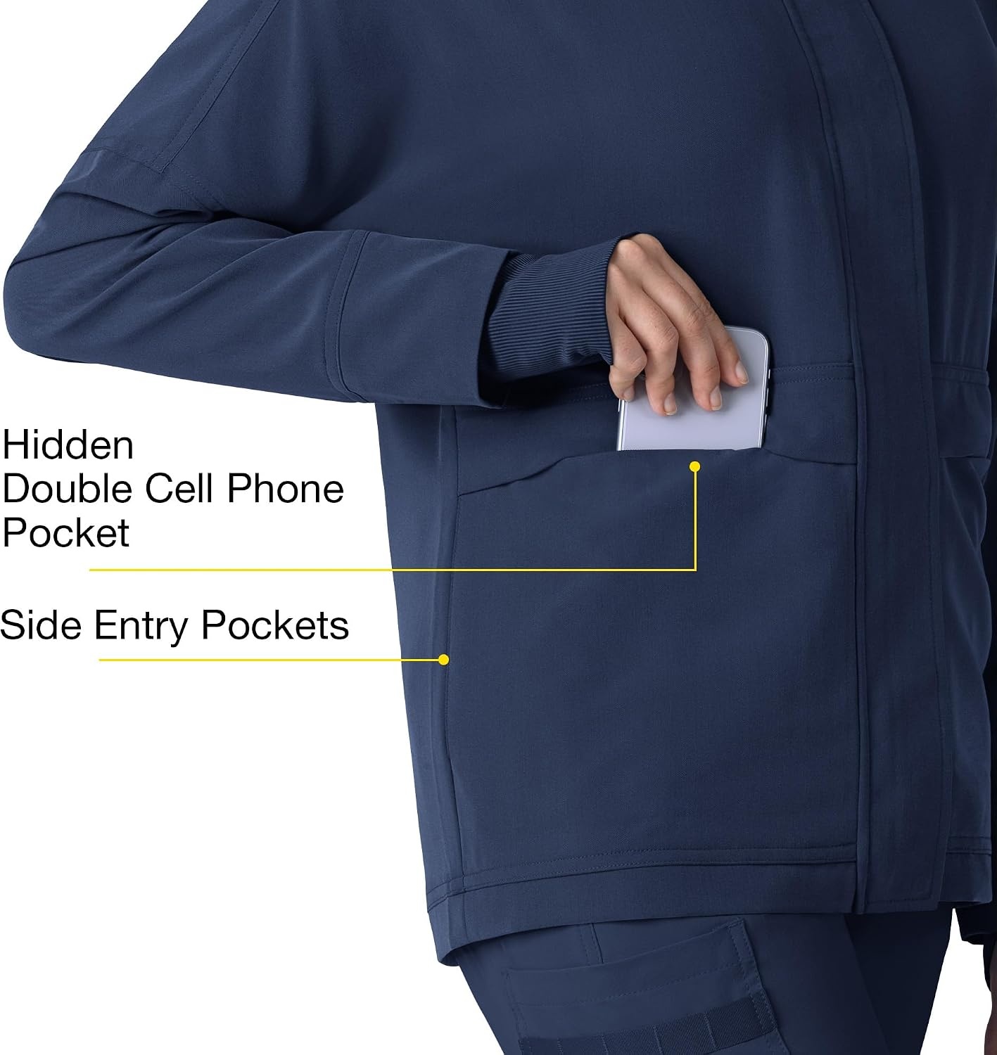 image:imageWINK Layers Womens Germs Happen Packable Scrub JacketNavy