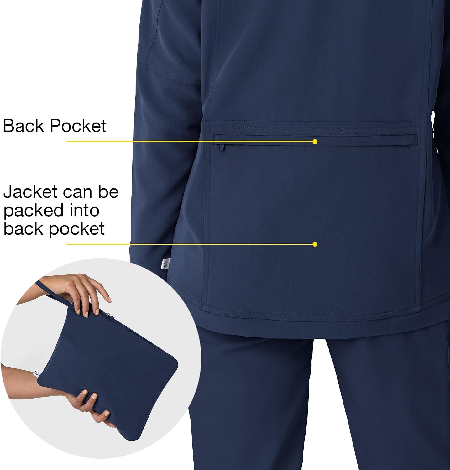 image:imageWINK Layers Womens Germs Happen Packable Scrub JacketNavy