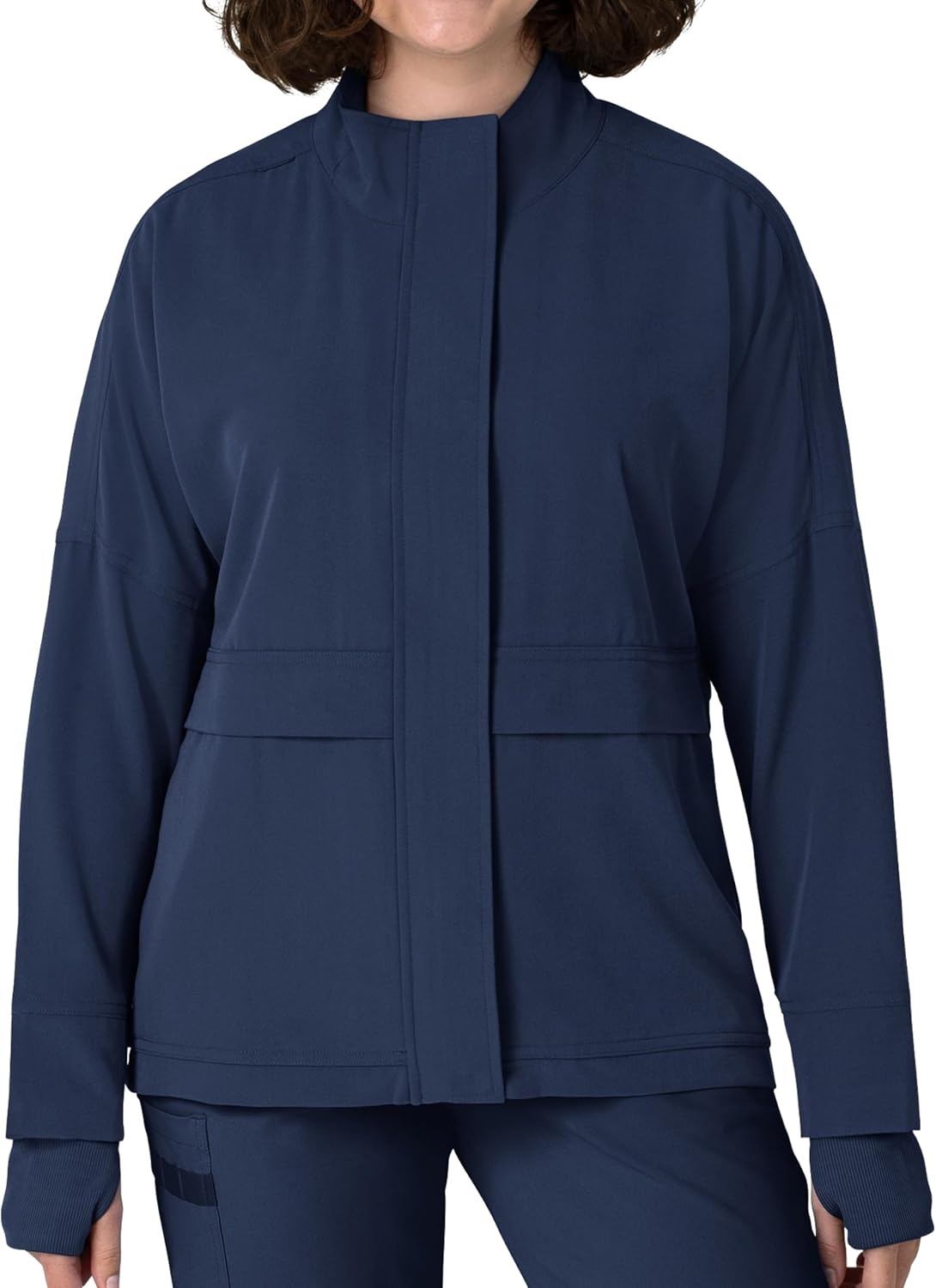 image:imageWINK Layers Womens Germs Happen Packable Scrub JacketNavy