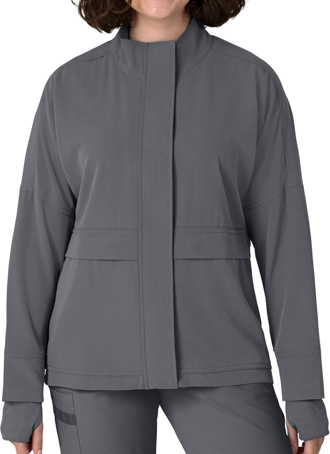 image:imageWINK Layers Womens Germs Happen Packable Scrub JacketPewter