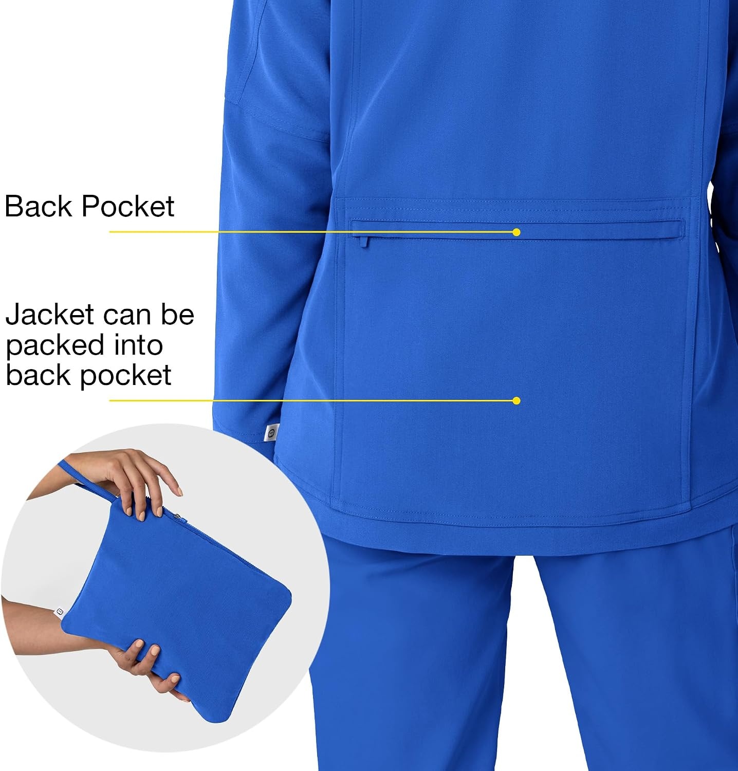 image:imageWINK Layers Womens Germs Happen Packable Scrub JacketRoyal