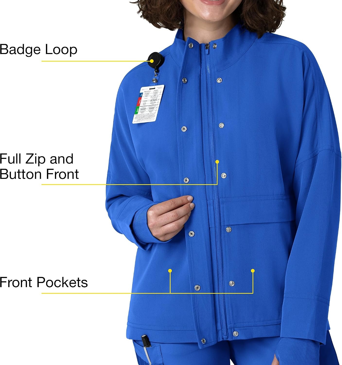 image:imageWINK Layers Womens Germs Happen Packable Scrub JacketRoyal