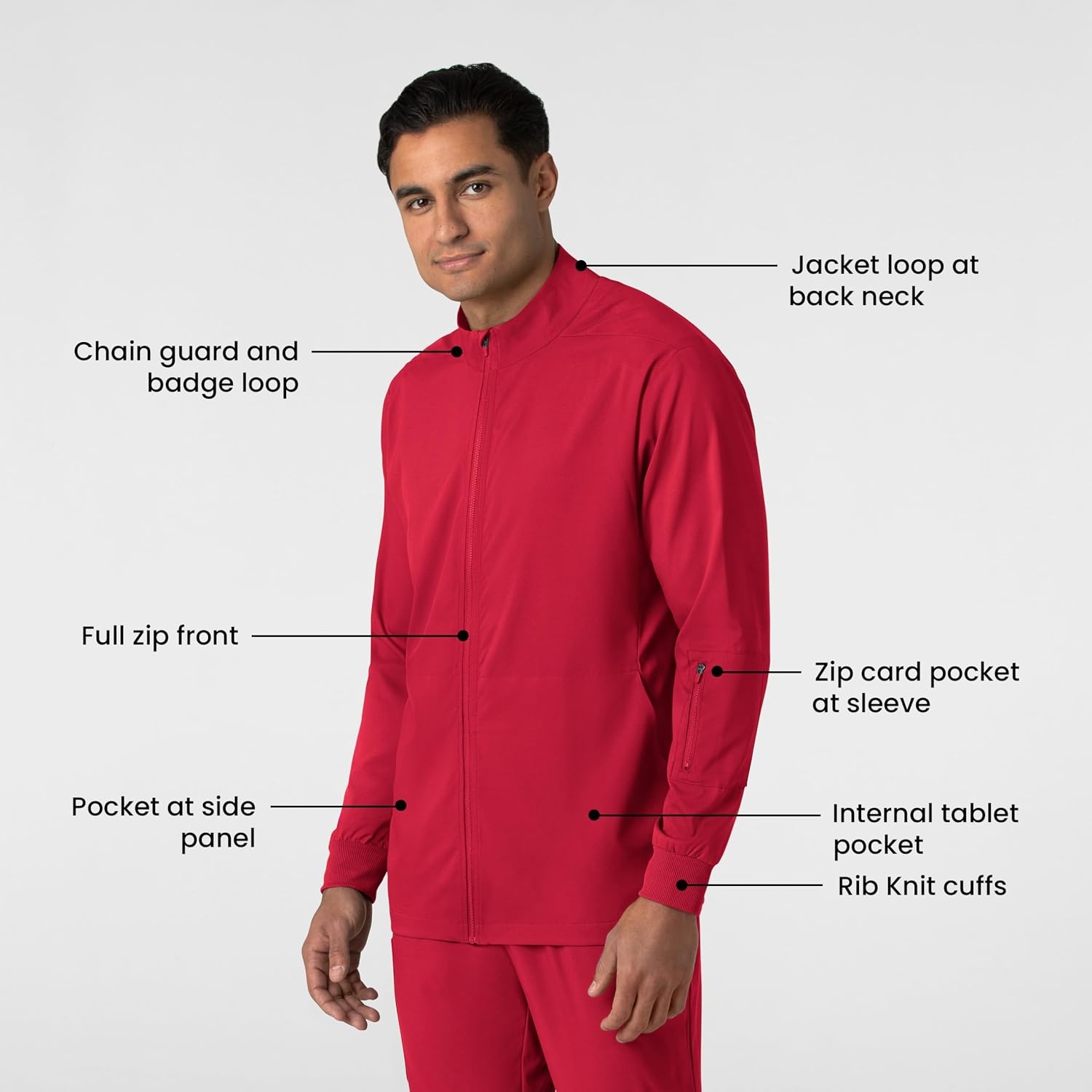 image:imageWINK Mens Mens Warm Up Scrub JacketRed