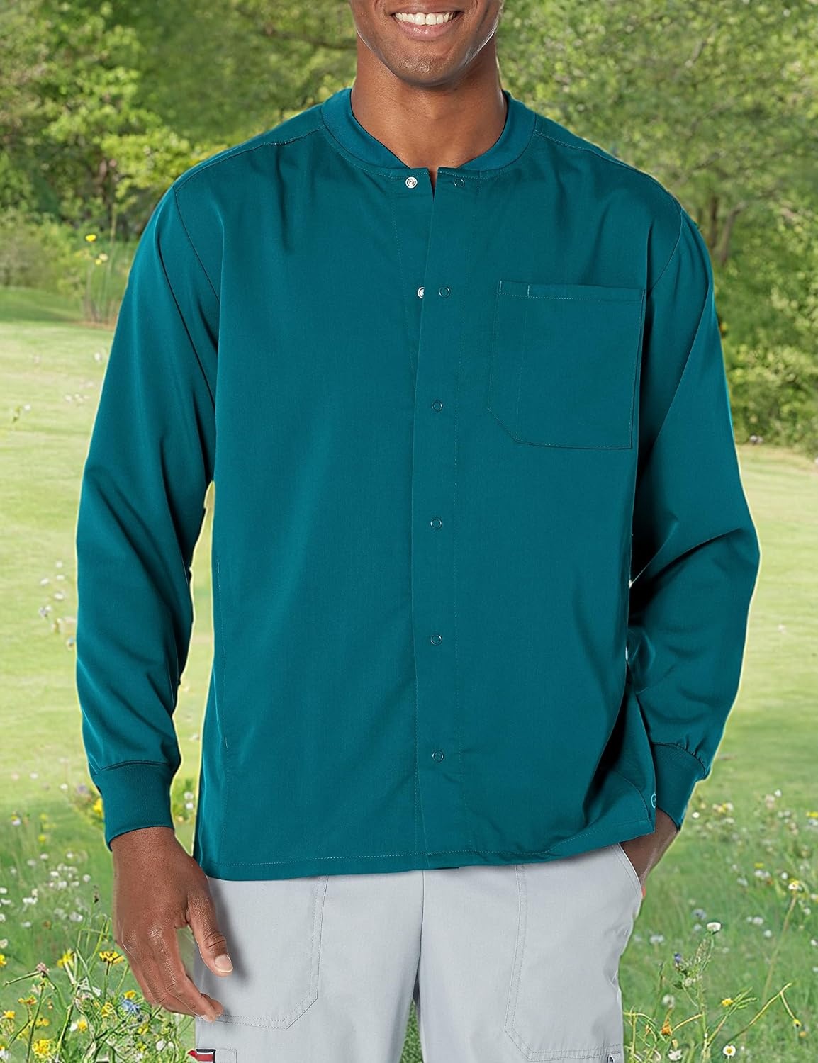 image:imageWINK PRO Mens Snap Front WarmUp JacketCaribbean Blue