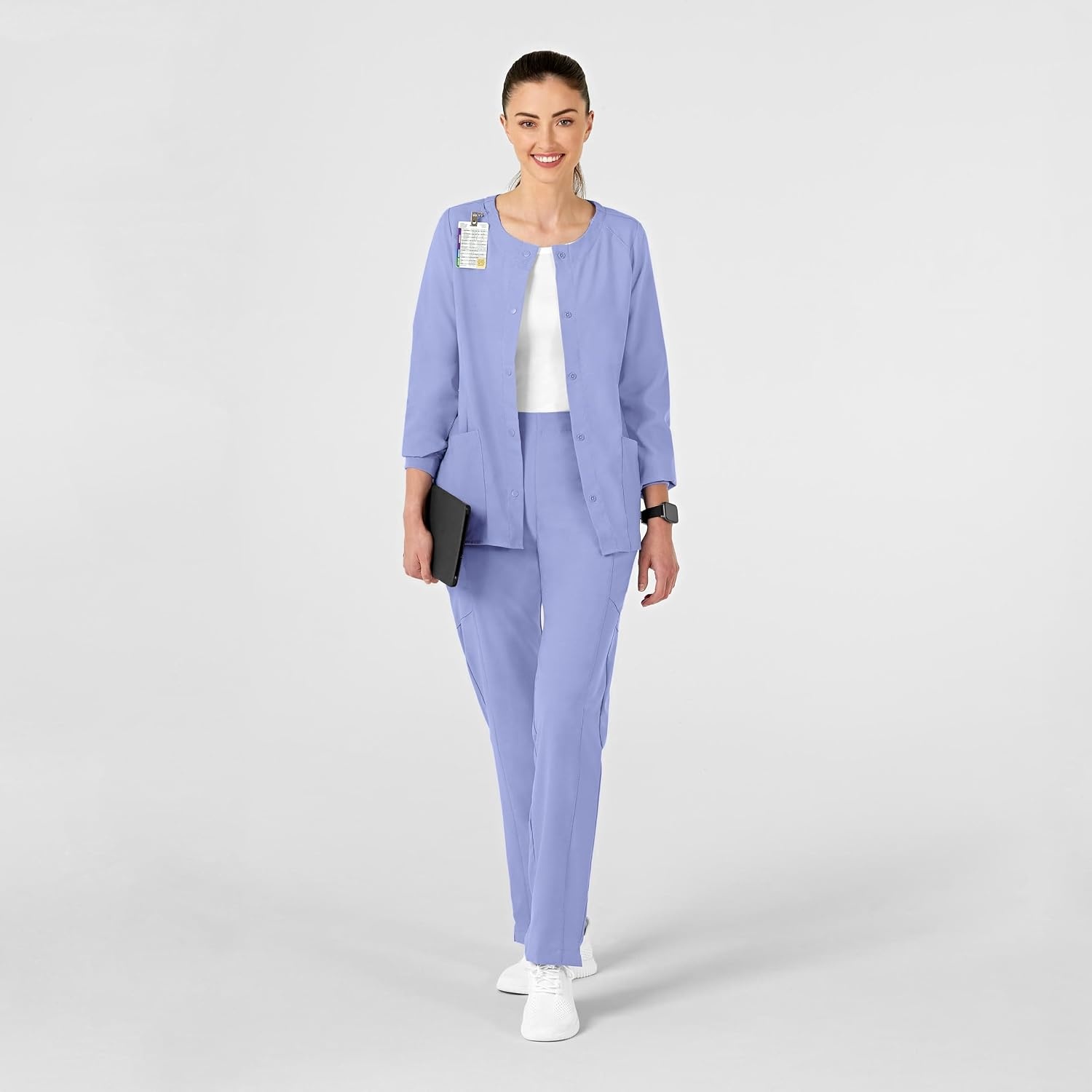 image:imageWINK W123 Womens Crew Neck Warm Up Jacket Ceil Blue S