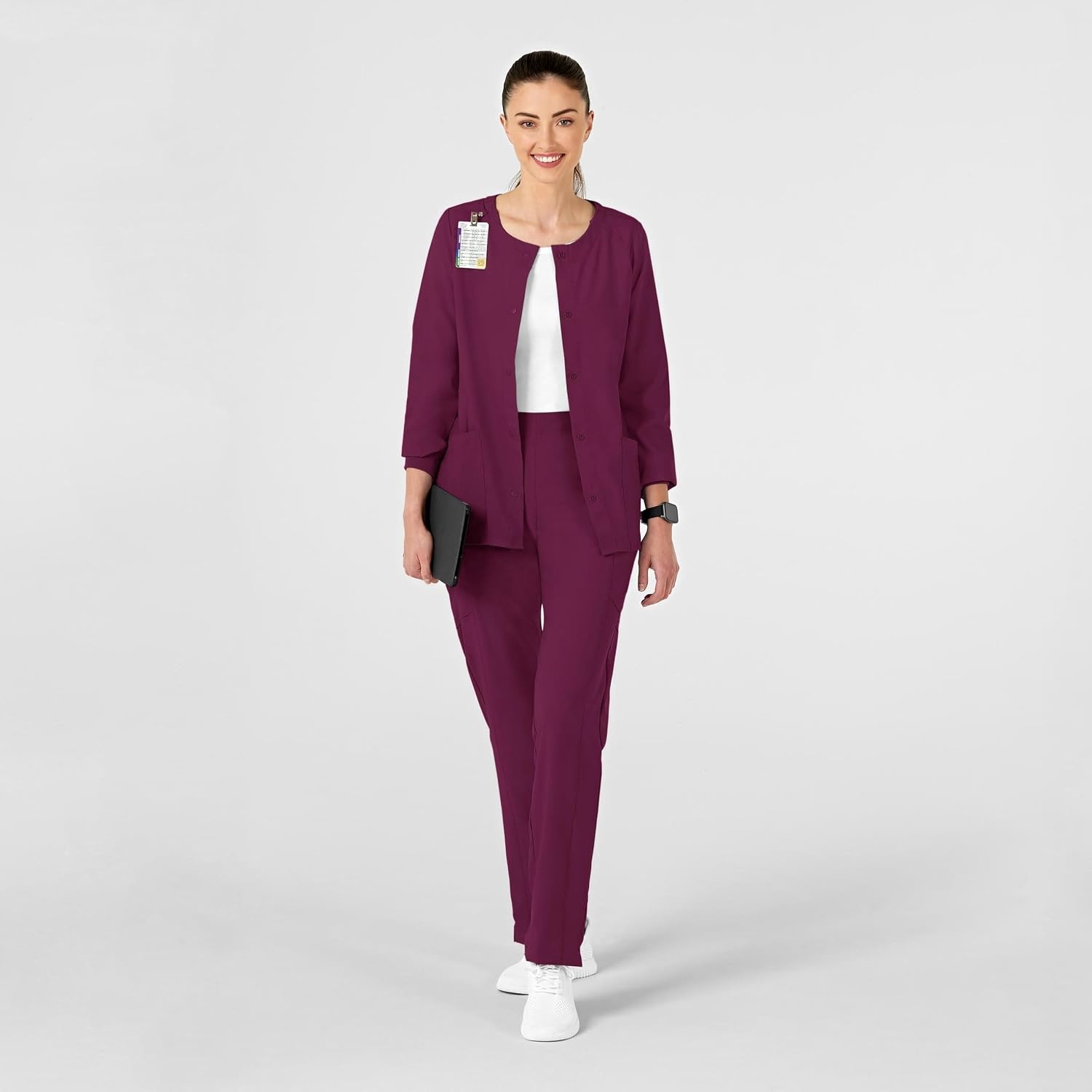 image:imageWink W123 Womens Crew Neck Warm Up JacketWine