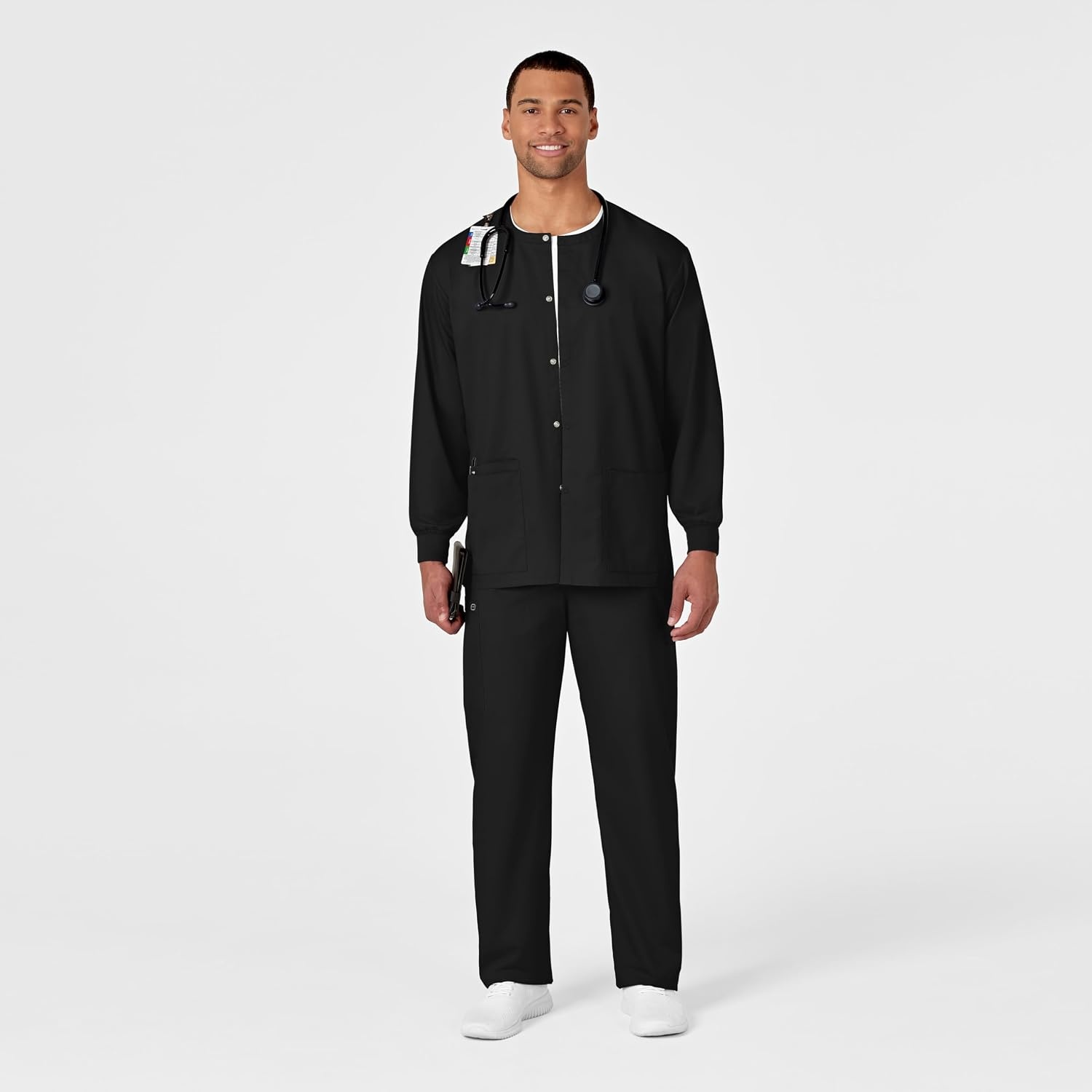 image:imageWonderWink Unisex Adult Unisex Snap Front JacketBlack